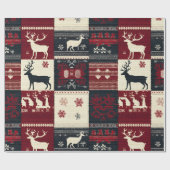 Fair Isle gebreide patchwork | rustiek rendier Cadeaupapier (Vlak)