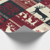 Fair Isle gebreide patchwork | rustiek rendier Cadeaupapier (Hoek)