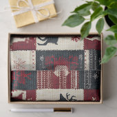 Fair Isle gebreide patchwork | rustiek rendier Tissuepapier (Geschenk)