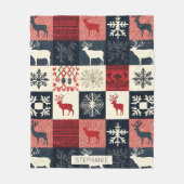 Fair Isle gebreide patchwork | vakantierrendier Fleece Deken (Voorkant)