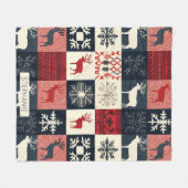 Fair Isle gebreide patchwork | vakantierrendier Fleece Deken (Voorkant (Horizontaal))