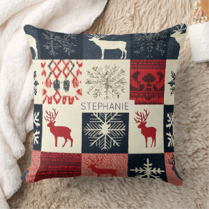 Fair Isle gebreide patchwork   vakantierrendier Kussen