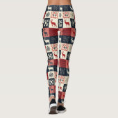 Fair Isle gebreide patchwork | vakantierrendier Leggings (Achterkant)