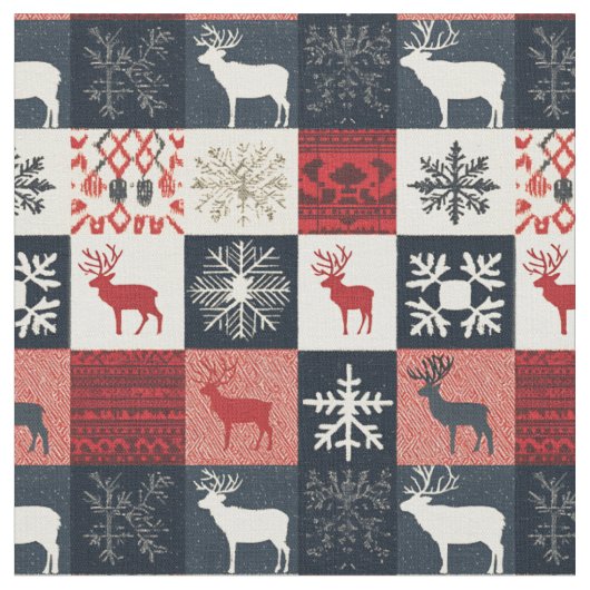 Fair Isle gebreide patchwork | vakantierrendier Stof (Close Up)