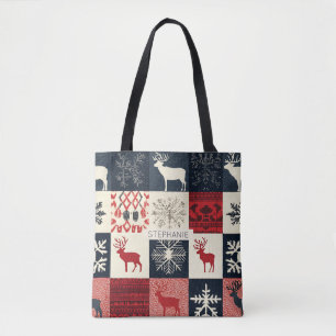 Fair Isle gebreide patchwork   vakantierrendier Tote Bag
