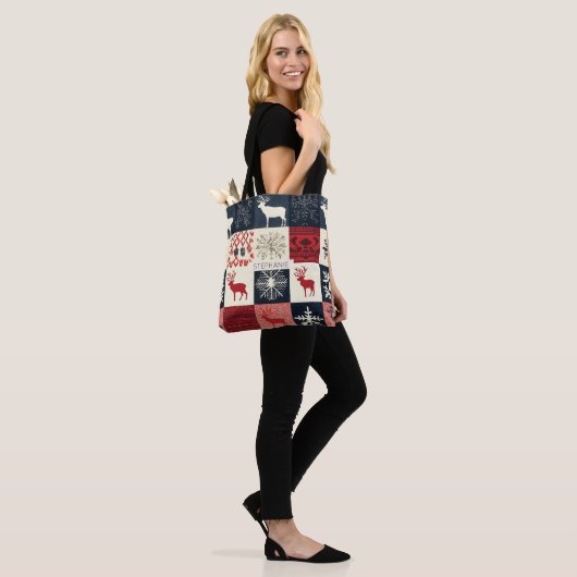 Fair Isle gebreide patchwork | vakantierrendier Tote Bag (Op model)