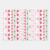 Fair Isle Geïnspireerd Roze en Groene Valentijn's  Inpakpapier Vel (Voorkant 3)