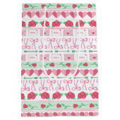 Fair Isle Geïnspireerd Roze en Groene Valentijn's Medium Cadeauzakje (Achterkant)