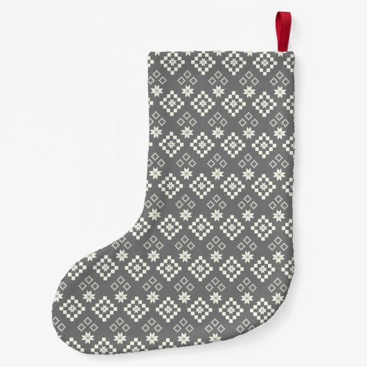 Fair Isle Grey en White Star Sweater Pattern Kleine Kerstsok (Achterkant)