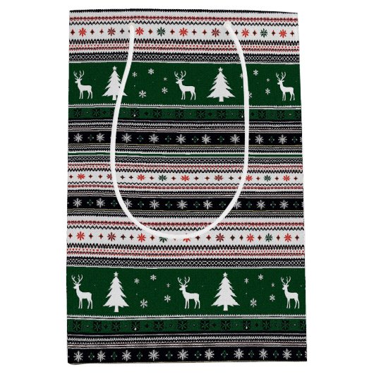 Fair Isle Holiday Knit Medium Cadeauzakje (Voorkant)