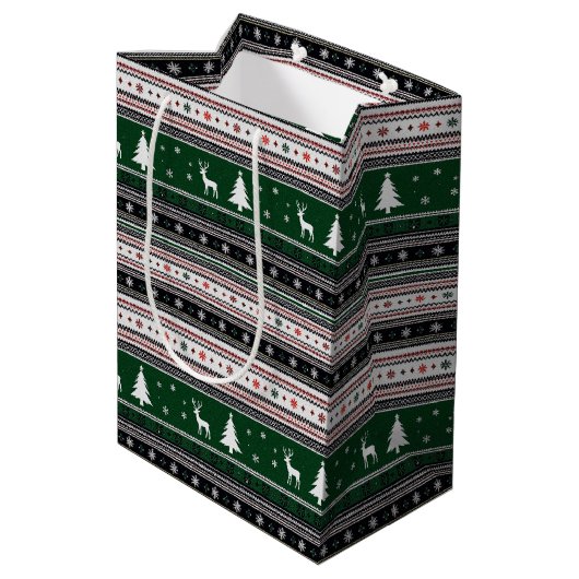 Fair Isle Holiday Knit Medium Cadeauzakje (Achterkant Gekanteld)