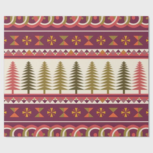 Fair Isle Kerstmis 1 Cadeaupapier (Vlak)