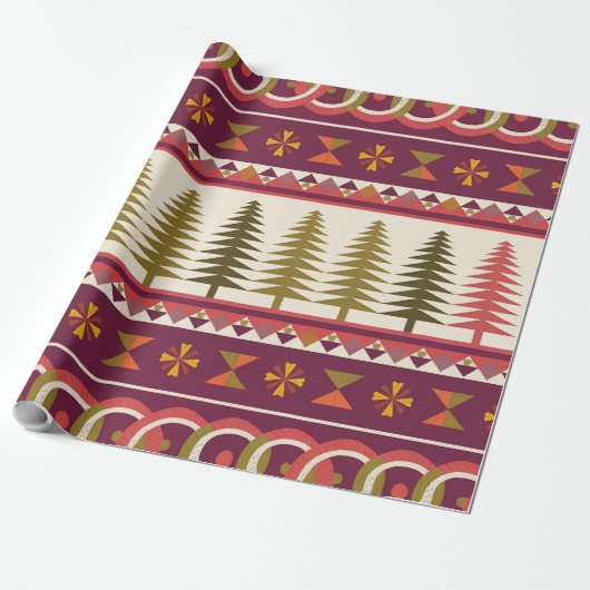 Fair Isle Kerstmis 1 Cadeaupapier (Uitgerold)