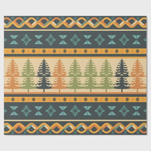 Fair Isle Kerstmis 2 Cadeaupapier (Vlak)