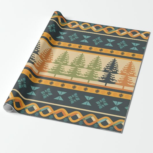 Fair Isle Kerstmis 2 Cadeaupapier (Uitgerold)