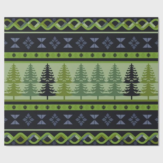 Fair Isle Kerstmis 5 Cadeaupapier (Vlak)