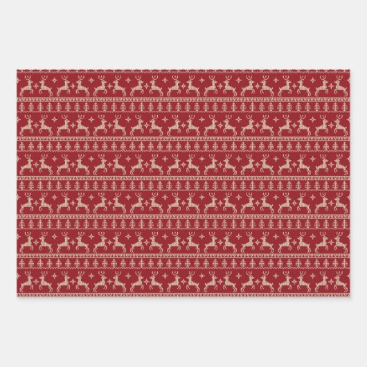 Fair Isle Kerstmis Inpakpapier Vel (Voorkant 2)