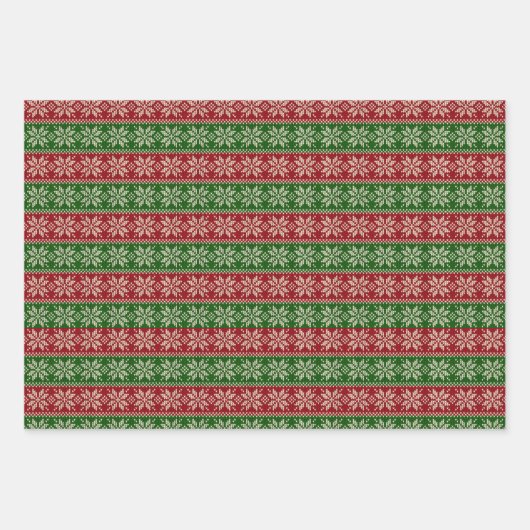 Fair Isle Kerstmis Inpakpapier Vel (Voorkant 3)