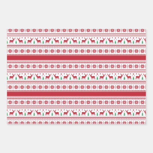 Fair Isle-kerstontwerpverlooppapiersets Inpakpapier Vel (Voorkant 3)
