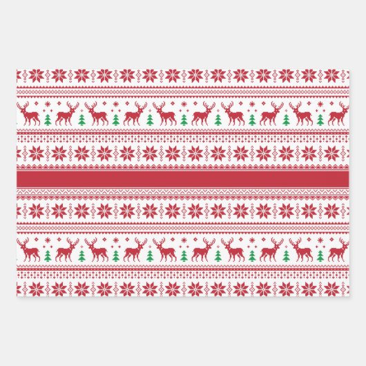 Fair Isle-kerstontwerpverlooppapiersets Inpakpapier Vel (Voorkant 2)