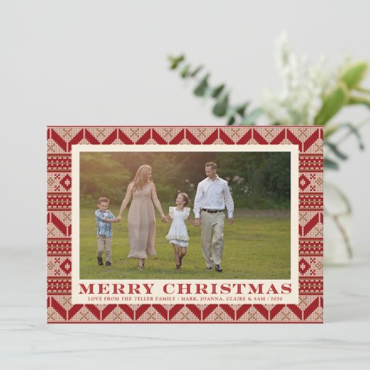 Fair Isle Knesset Sweater Pattern kerst Kaart (Staand voorkant)