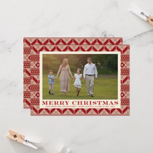 Fair Isle Knesset Sweater Pattern kerst Kaart (Voorkant / Achterkant in situ)