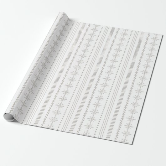 Fair Isle - Neutral Holiday Cadeaupapier (Uitgerold)