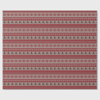 Fair Isle Rode Crème Kerst Breiwerk Cadeaupapier