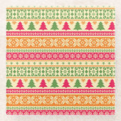 Fair Isle Stijl Kerst Naadloos Glazen Onderzetter (Voorkant)