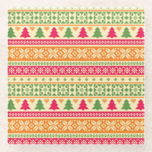Fair Isle Stijl Kerst Naadloos Glazen Onderzetter