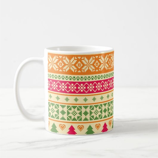 Fair Isle Stijl Kerst Naadloos Koffiemok (Links)