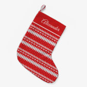 Fair Isle Winter Pattern Red Kleine Kerstsok (Voorkant (Hangend))