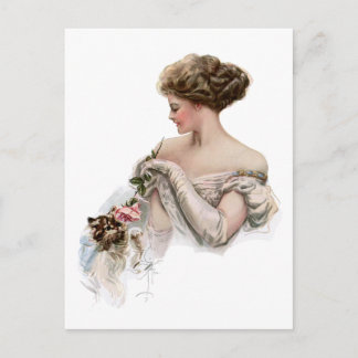 Fair Maiden plaagt een kitten Briefkaart