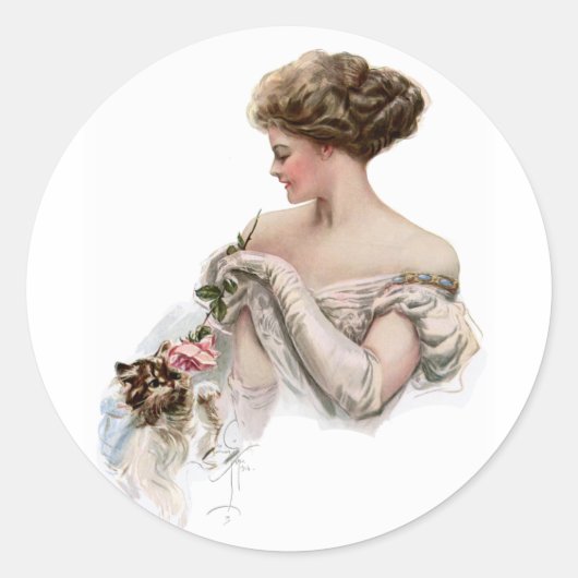 Fair Maiden plaagt een kitten Ronde Sticker (Voorkant)