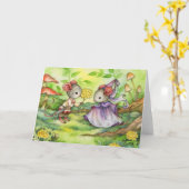 Fair Maiden - Schattigee middeleeuwse Mouse Art Ka Kaart (Gele Bloem)