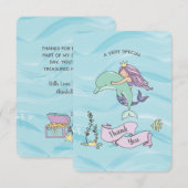 Fair Skin Paarse zeemeermin met dolfijn Bedankkaart (Voorkant / Achterkant)