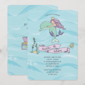 Fair Skin Paarse zeemeermin met dolfijnverjaardag Kaart (Voorkant / Achterkant)