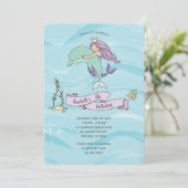 Fair Skin Paarse zeemeermin met dolfijnverjaardag Kaart (Staand voorkant)