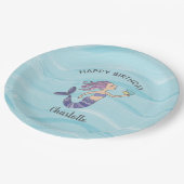 Fair Skin Paarse Zeemeermin Verjaardag Papieren Bordje (Gekanteld)