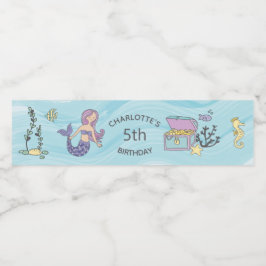 Fair Skin Paarse Zeemeermin Verjaardag Waterfles Etiket