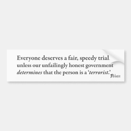 Fair Trial? (NDAA) Bumpersticker (Voorkant)