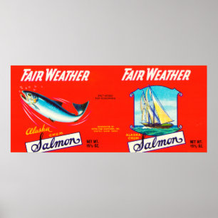 Fair Weather Merk Salmon Label - Seattle, WA Poster