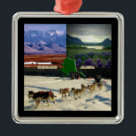 Fairbanks, Alaska Collage Metalen Ornament<br><div class="desc">Collage van Fairbanks met bergen,  water en een hondenslee race die Fairbanks zo geweldig maakt op dit product. ⭐ PERSONALISEER deze sjabloon met uw kunstwerk. ⭐Bewerk het verder om meer wijzigingen aan te brengen. ⭐BRENG dit ontwerp over op elk product. Bezoek al mijn winkels op bit.ly/SandyspiderStores (knippen en plakken).</div>