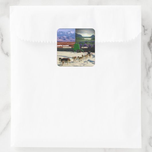 Fairbanks, Alaska Collage Vierkante Sticker (Tas)