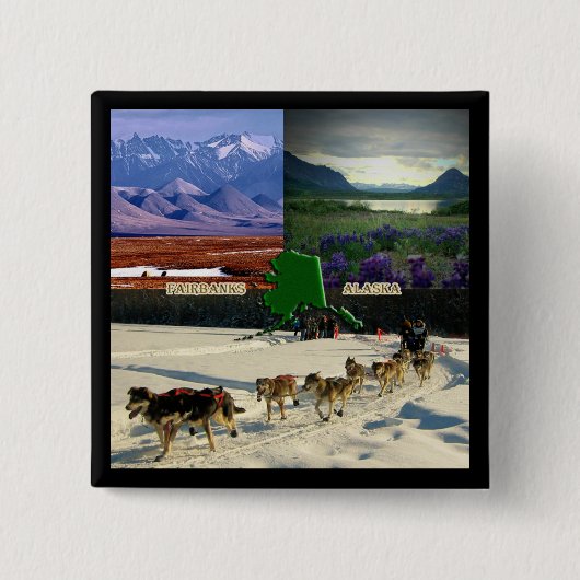 Fairbanks Alaska Fotocollage Pinback Vierkante Button 5,1 Cm (Voorkant)