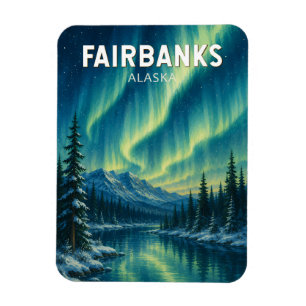 Fairbanks Alaska Illustratie Reis Kunst Vintage Magneet