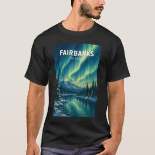 Fairbanks Alaska Illustratie Reis Kunst Vintage T-shirt