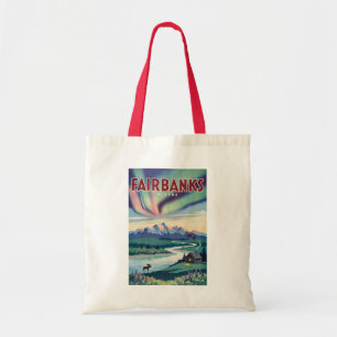 Fairbanks Alaska Illustratie van het Noorderlicht Tote Bag