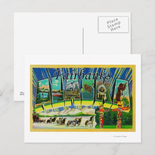 Fairbanks, Alaska - Large Letter Scenes Briefkaart (Voorkant / Achterkant)