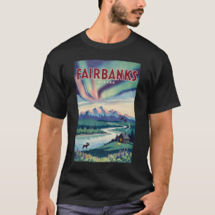 Fairbanks Alaska Noorderlicht Illustratie T-shirt